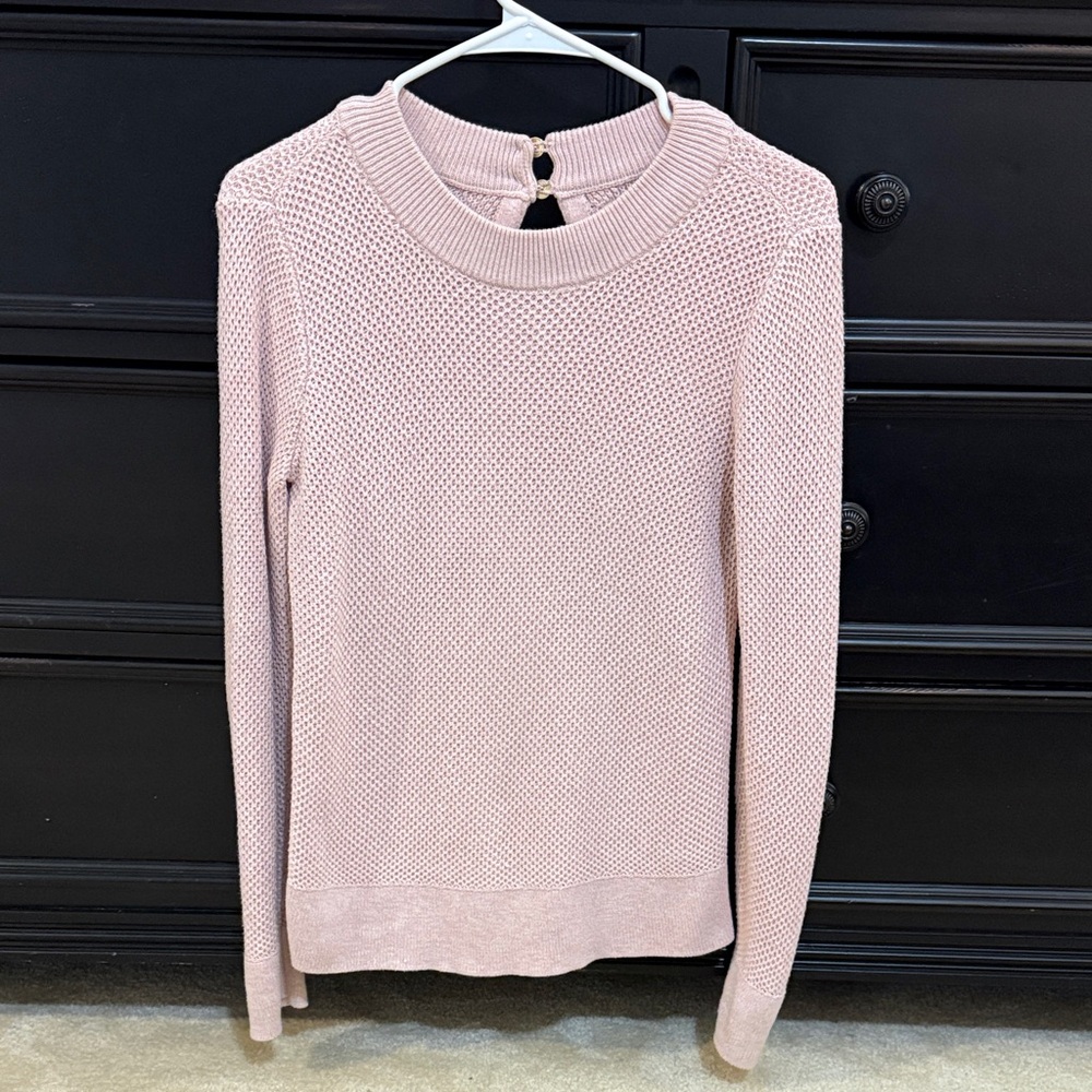 LOFT Pink Knit Sweater with Button Detail
